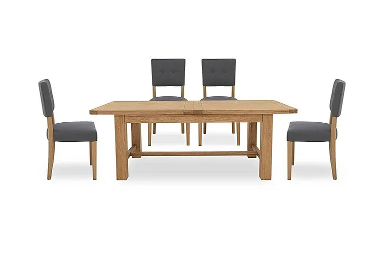 Augusta Large Rectangular Extending Dining Table and 4 Open Back Upholstered Chairs - Anthracite