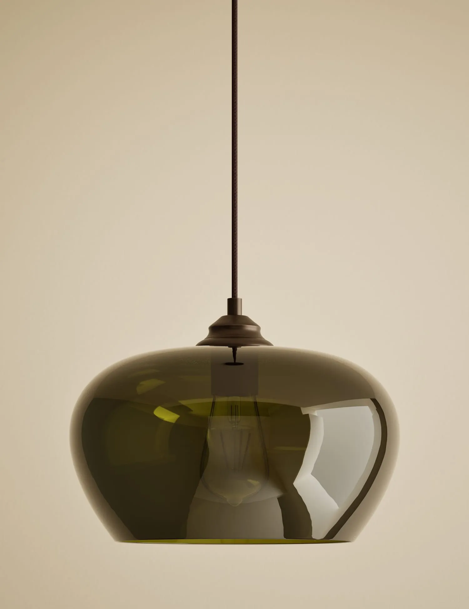 M&S Glass Oval Pendant Ceiling Light Green