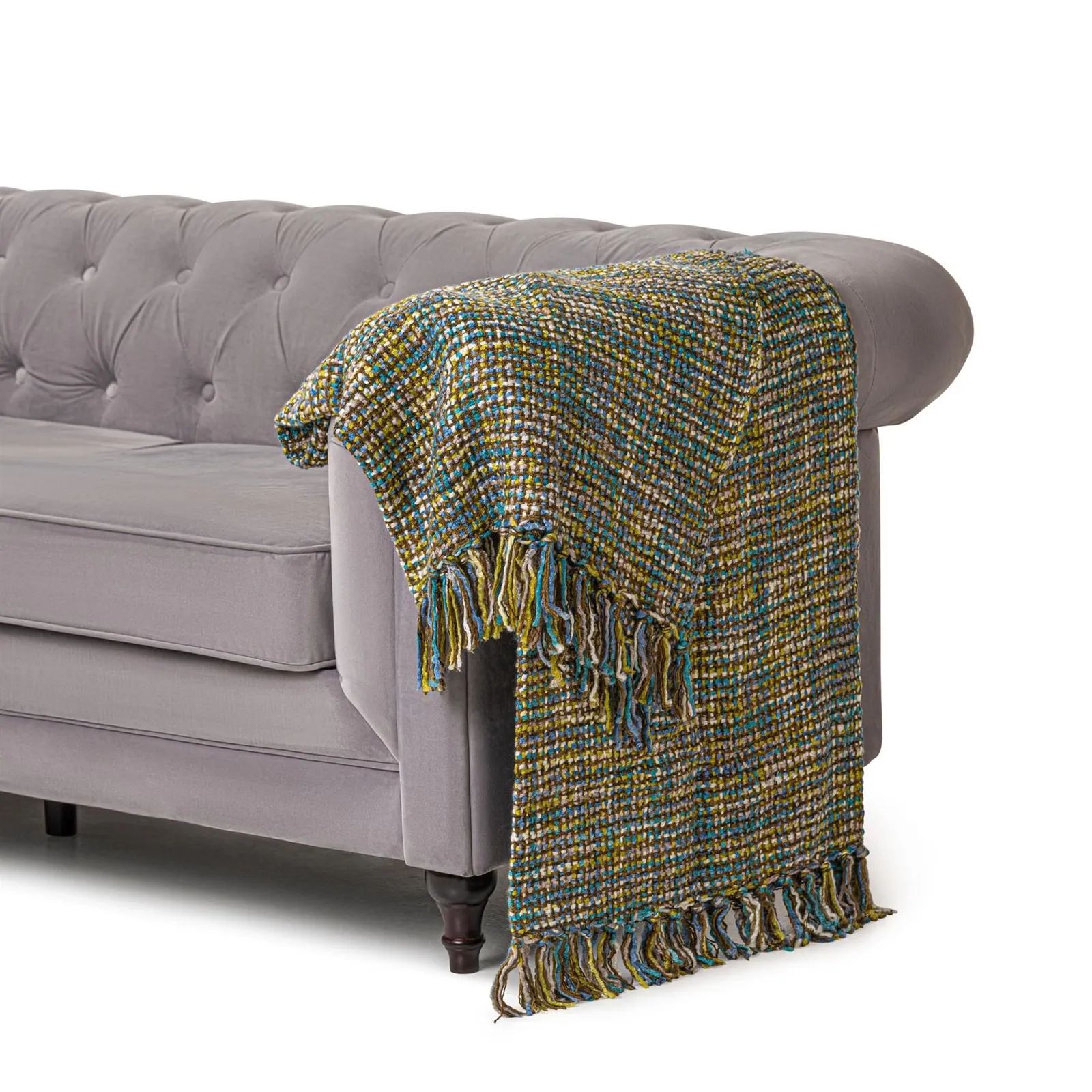 Luxury Living 100% Acrylic Throw - 180cm x 115cm - Blue/Green