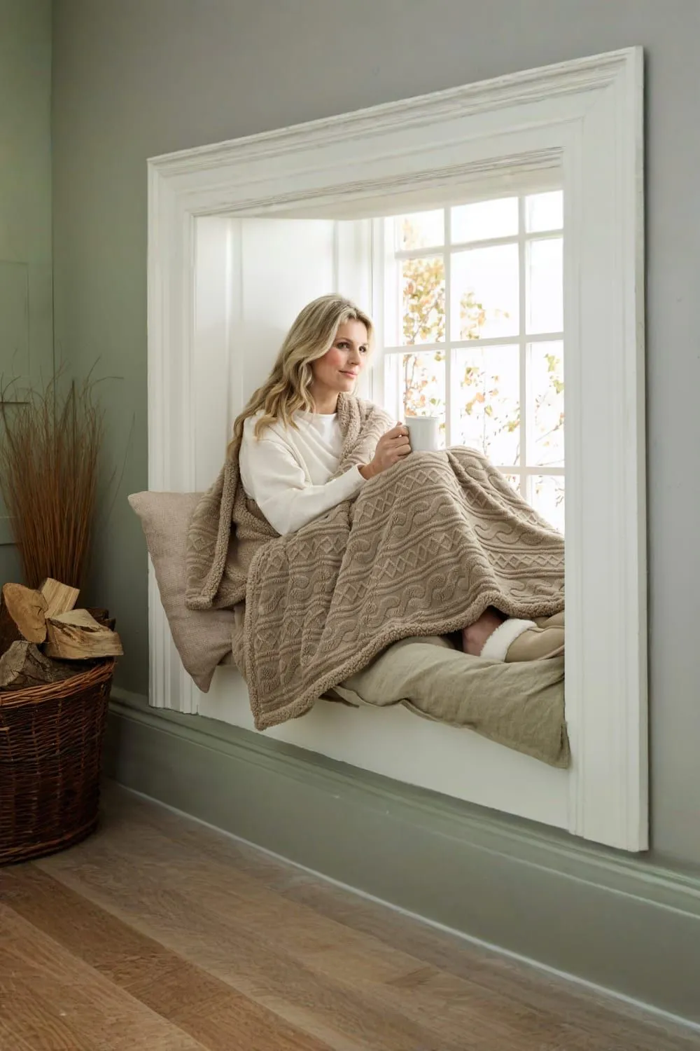 Deyongs Cable Heated Throw 140x180cm - Luxury Electric Blanket with Super Soft Sherpa | 1846 in Taupe