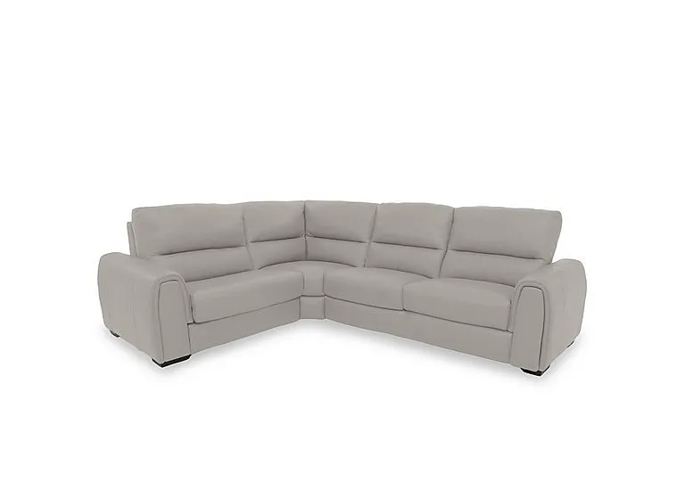 Flex Leather Small Power Recliner Corner Sofa with Storage Arms - Silver Grey