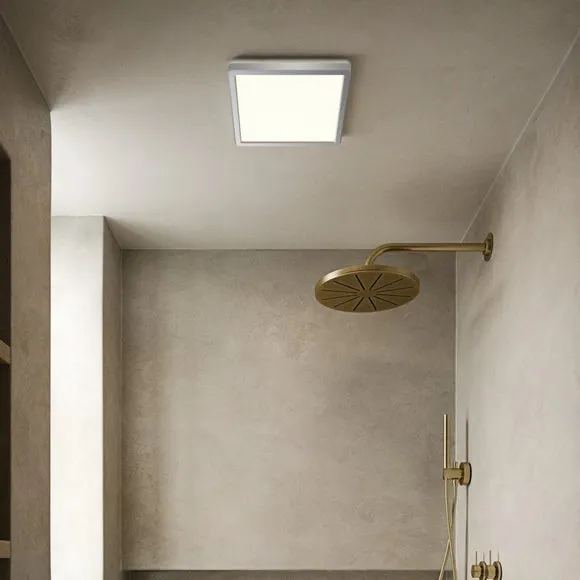 Nordlux Oja 29 Square Ip54 3000/4000K 3-step Ceiling Light Chrome, Silver