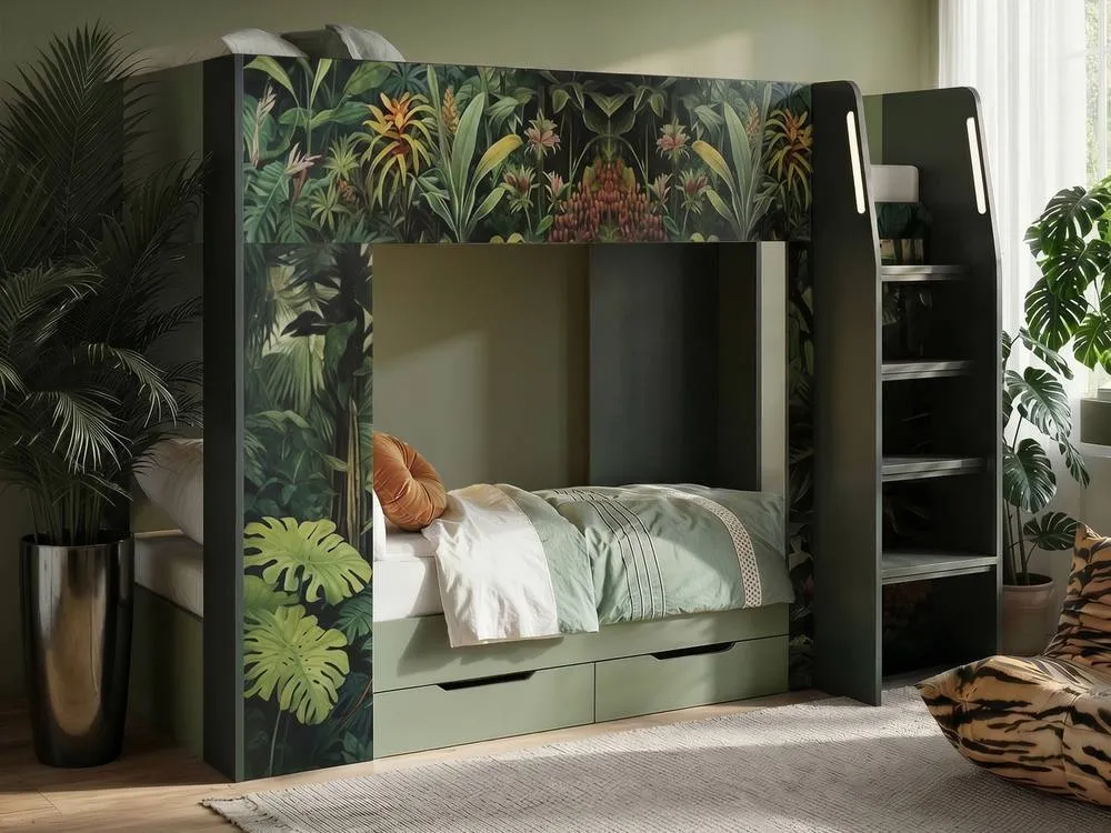 Flair Lorith Jungle Bunk Bed with Drawers in Dark Green 2