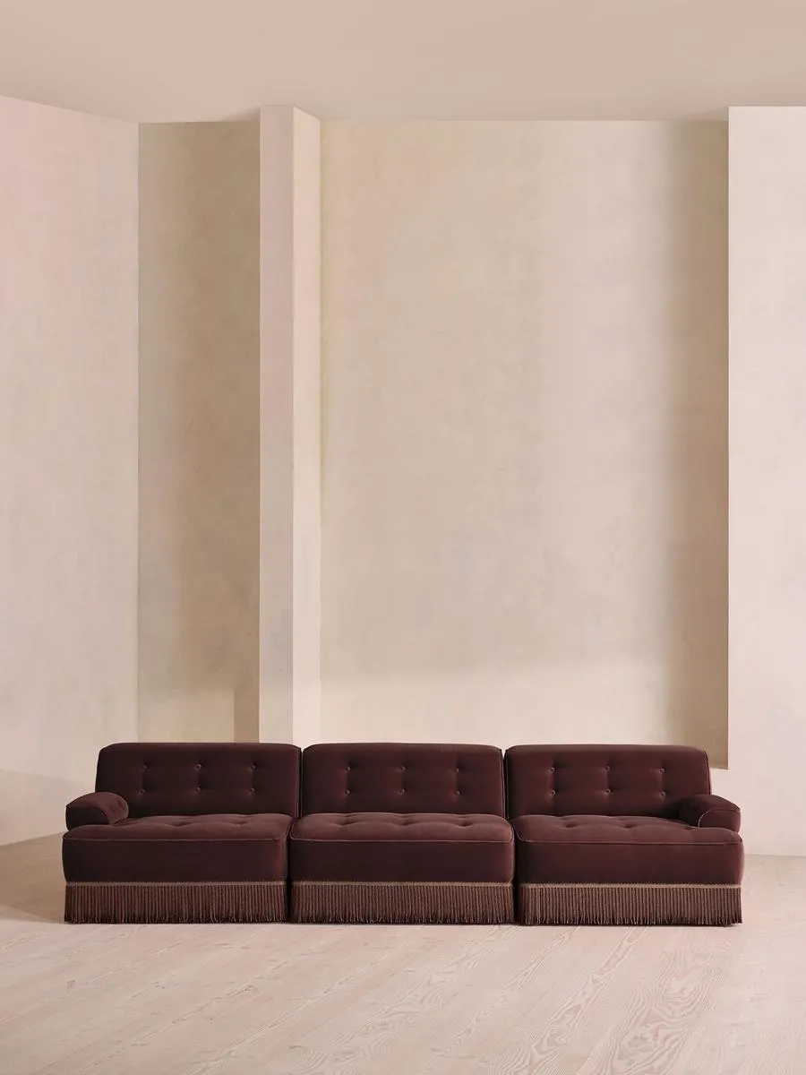 Elowen Modular Sofa, Four Seater, Velvet, Aubergine