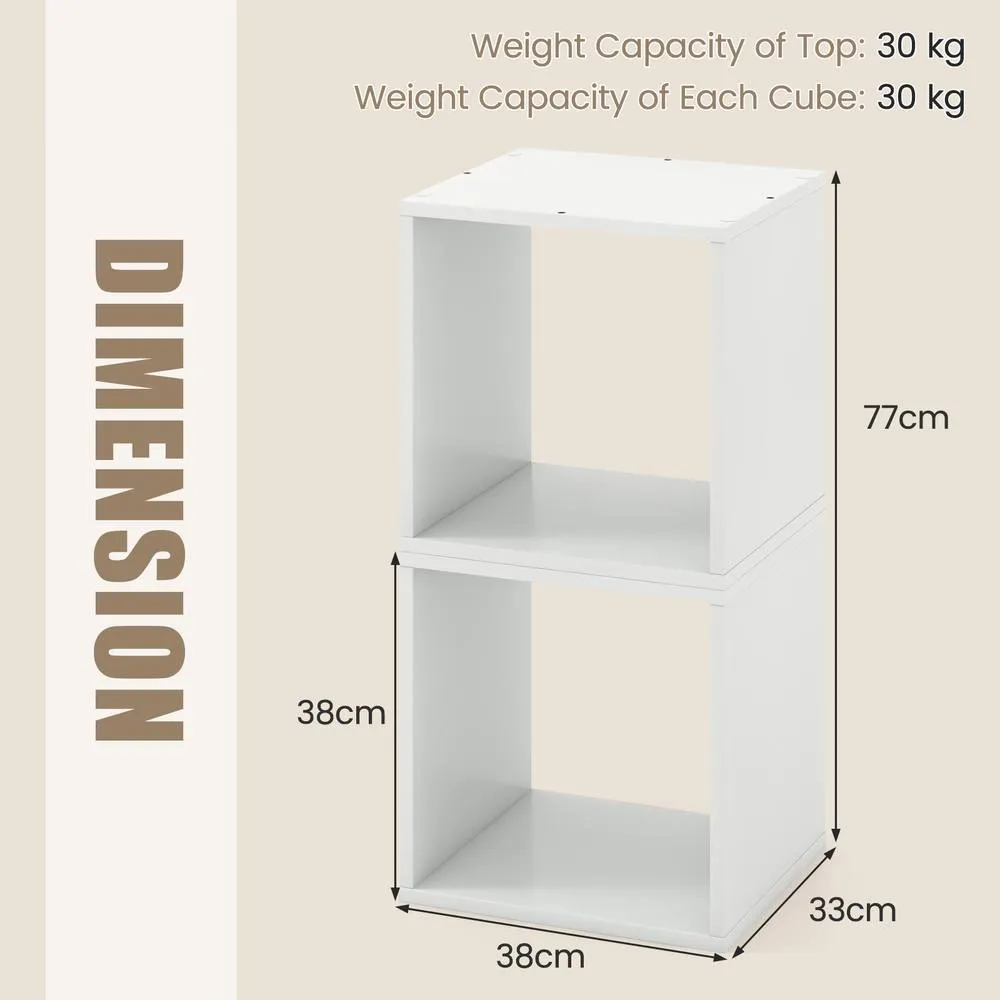 Costway Set of 2 Cube Storage Organizer Stackable Open Bookcase Display Rack Bookshelf in White 2