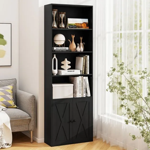 Costway 6-Tier Freestanding Bookcase Modern Bookshelf with Display Rack in Black 2