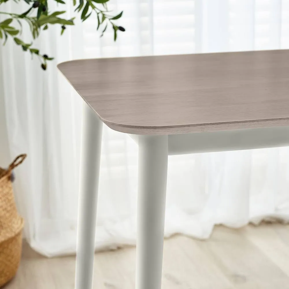 FurnitureboxUK Lynton Large White & Light Grey Wooden Dining Table & 2 Benches 4