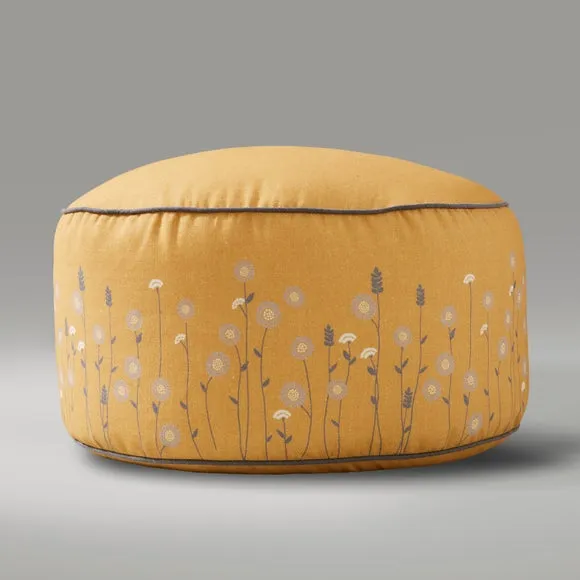 Scandi Print Ochre Pouffe 3
