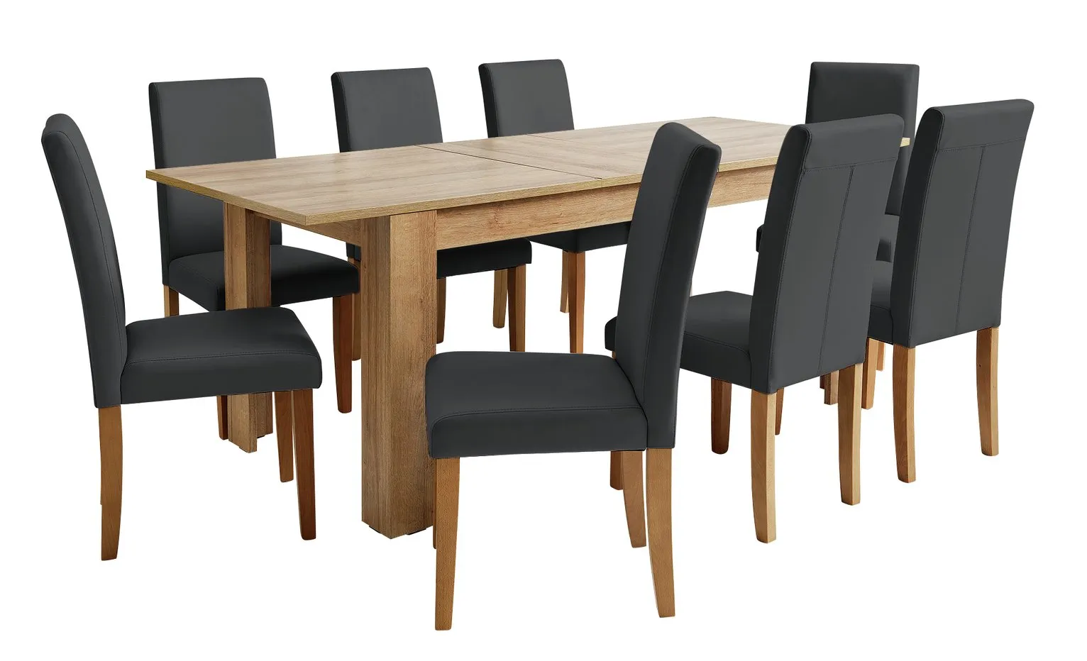 Argos Home Miami XL Extending Table & 8 Black Chairs