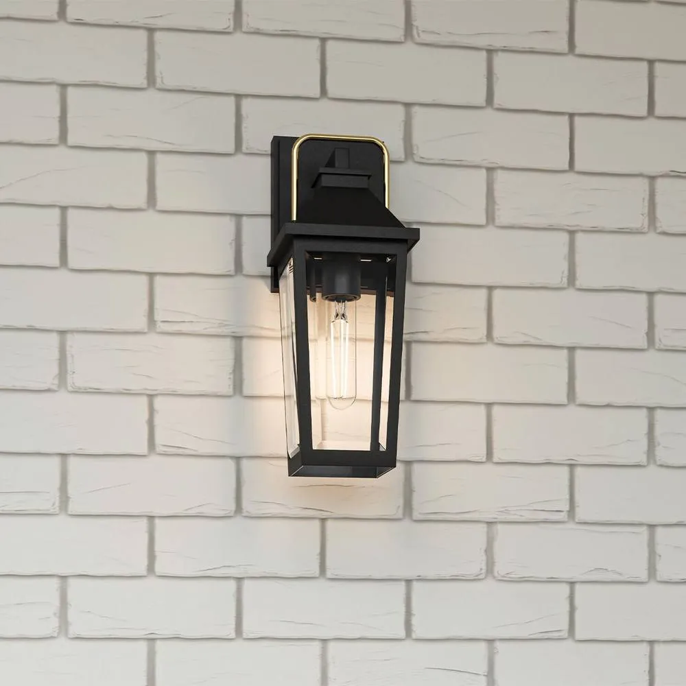 Netlighting Quoizel Outdoor Wall Lantern Small Black Brass IP44 1x E27 2