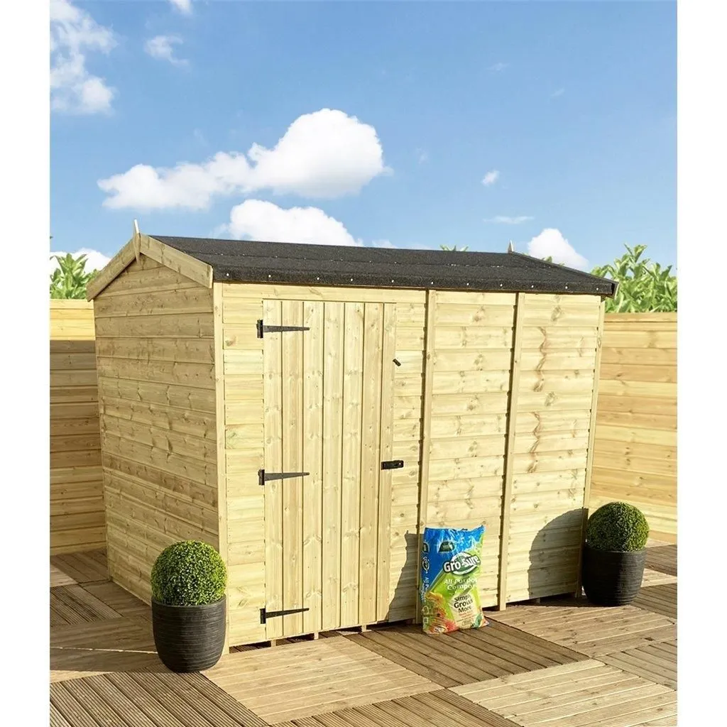 Marlborough 13 x 6 Pressure Treated High Eaves Reverse Apex Shed with Single Door in Natural 2