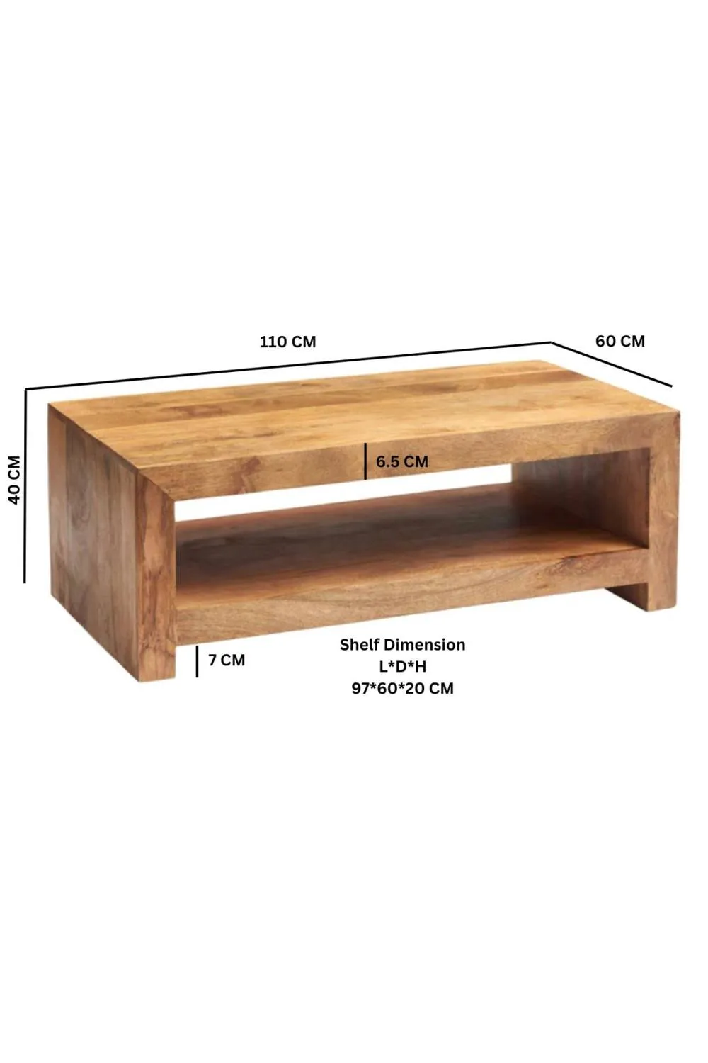 IH Design Southborough Light Mango Wood Large Contemporary Coffee Table in Brown 4