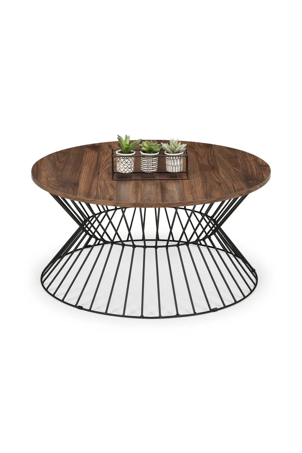 Julian Bowen Jersey Round Coffee Table with Wire Base in Walnut 3