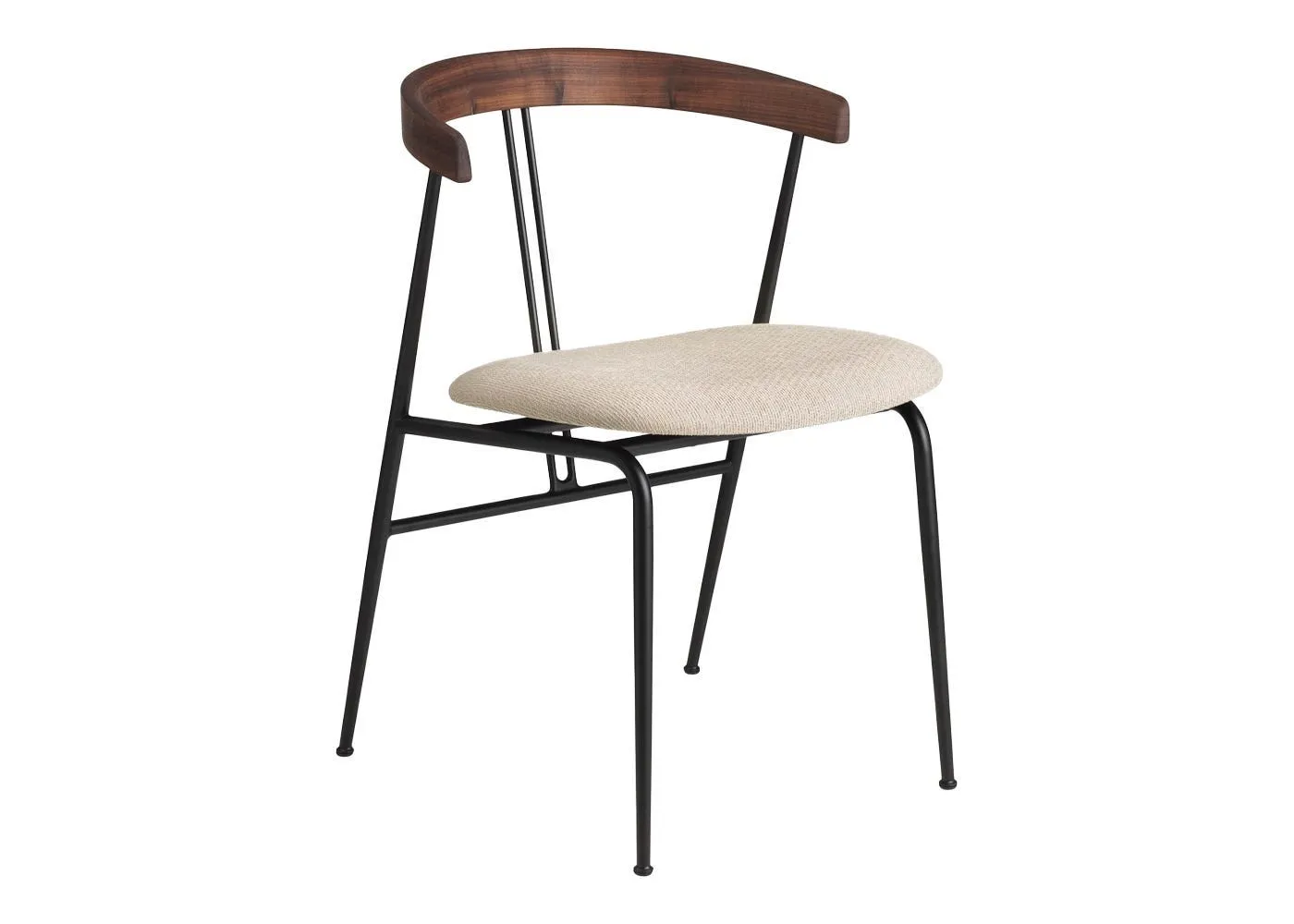 Gubi Violin Dining Chair Seat in Karakorum 001 American Walnut Oiled Backrest