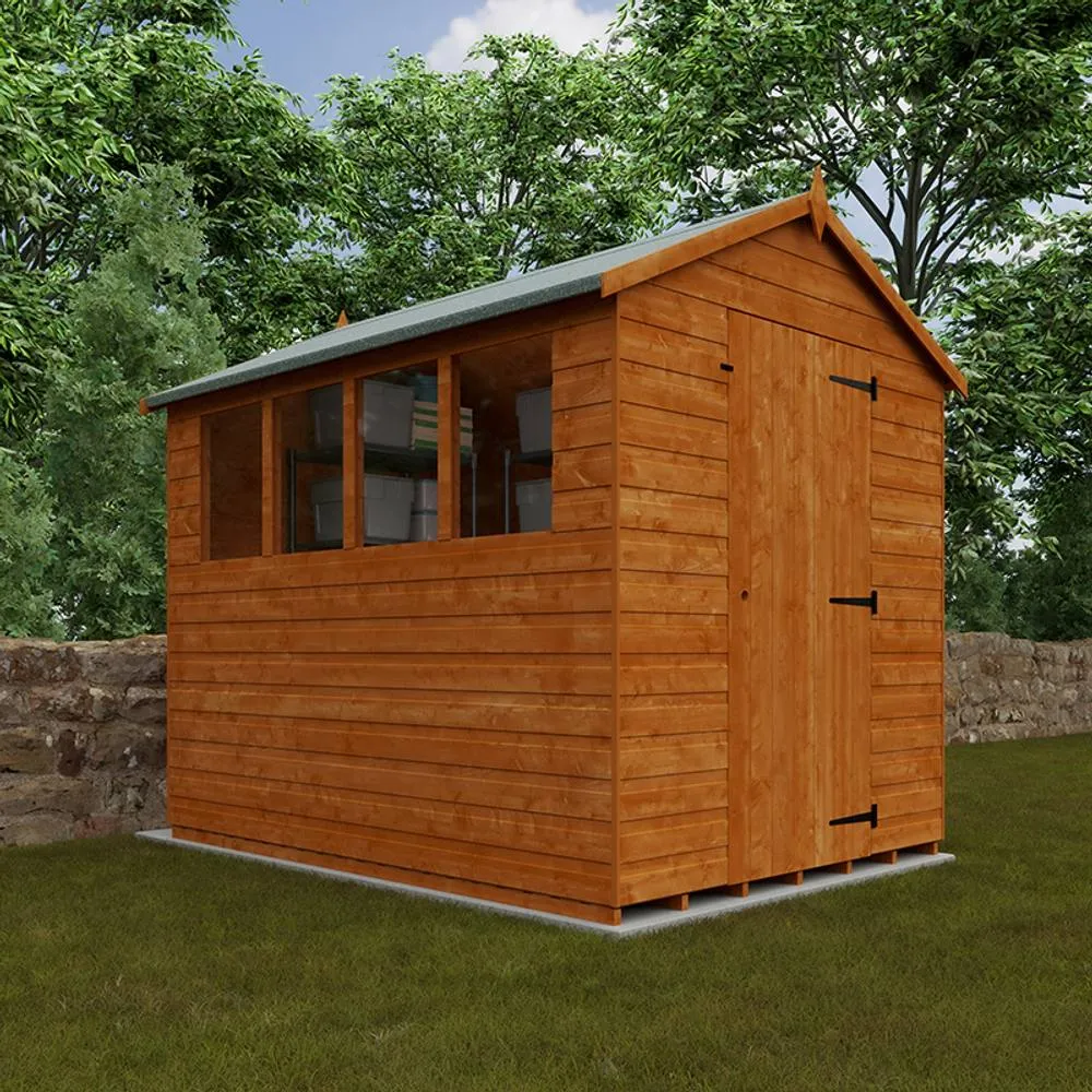 Buttercup Farm 8 x 6 Feet Super Apex 12mm Shed - Solid Wood/Softwood/Pine in Burnt Orange 6