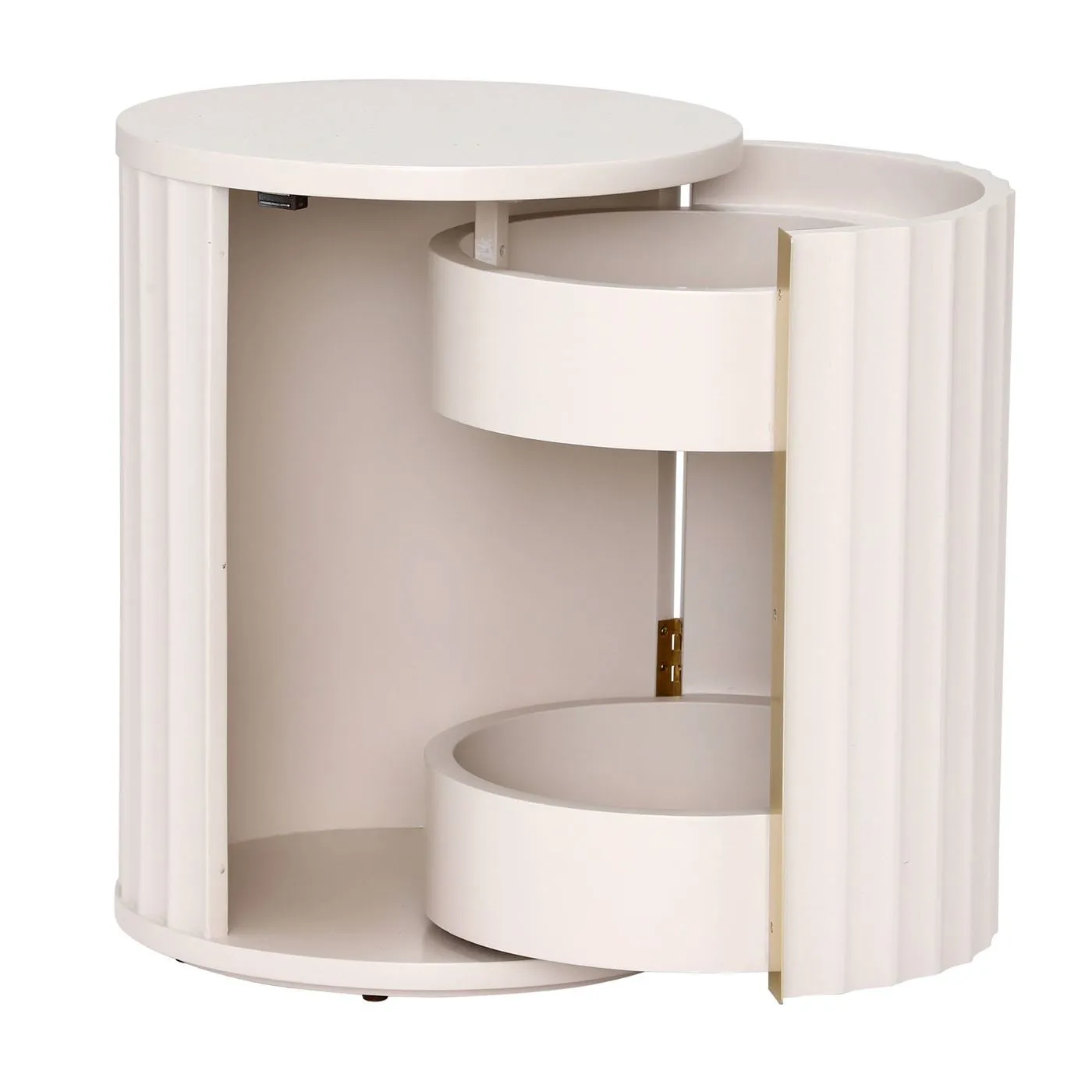 Lucia Bedside Right Table, Round, Neutral Wood | Barker & Stonehouse 5