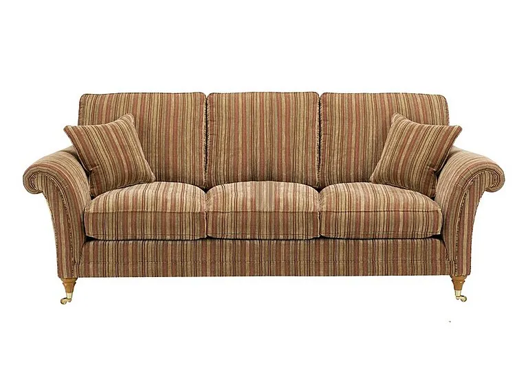 Burghley Grand 3 Seater Sofa - Baslow Stripe Gold