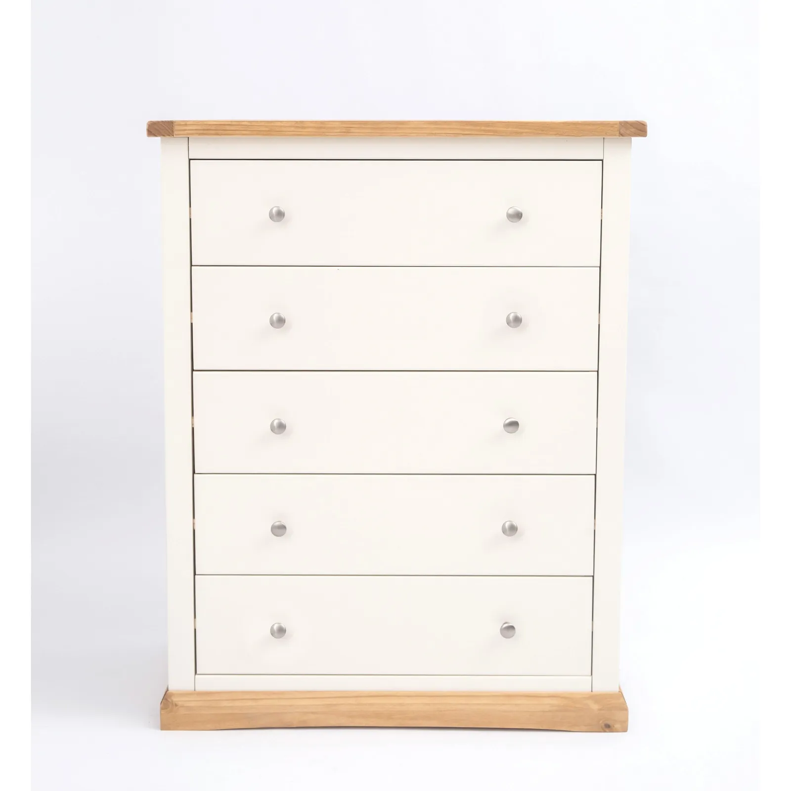 Cabinet Bits Trevi 5 Drawer Chest of Drawers Chrome Knob in Off-White