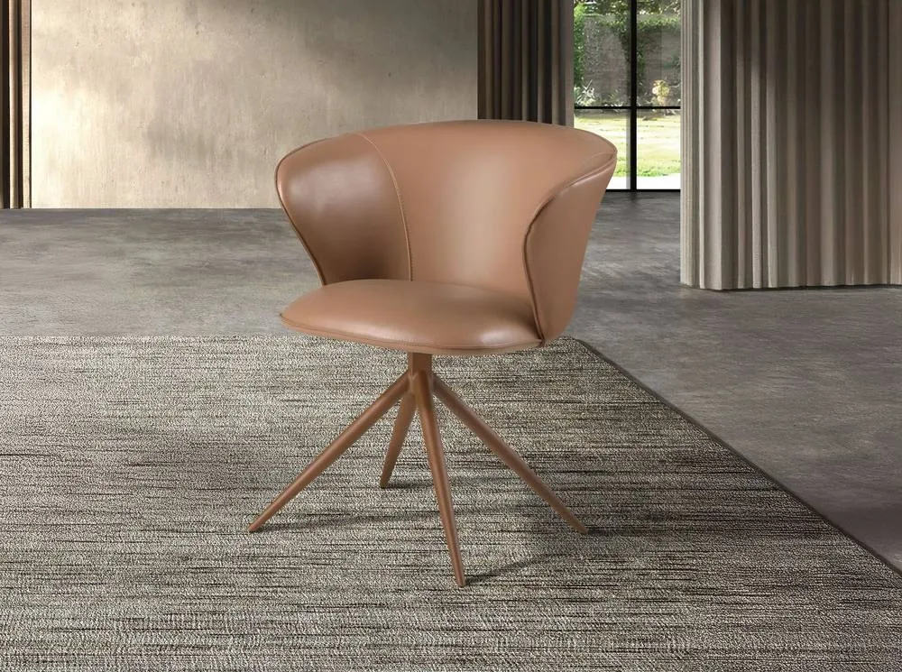 Angel Cerda Swivel Dining Chair in Camel Leatherette 3
