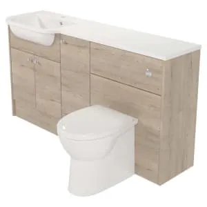 Deccado Benham Pale Oak Fitted Vanity & Toilet Pan Unit Combination with LH Basin - 1500mm 2
