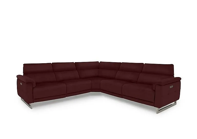 Moet Large Leather Power Recliner Corner Sofa with Telescopic Headrests - Ruby