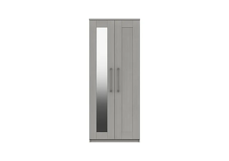 Fenchurch 2 Door Wardrobe with Mirror - Light Grey