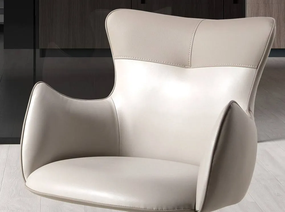 Angel Cerda Angel Cerdá 4203 Swivel Dining Chair in Off-White & Greige Leatherette 5