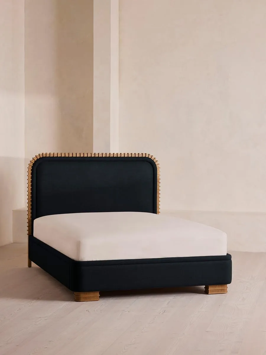 Angus Bed, Super king, Linen, Indigo