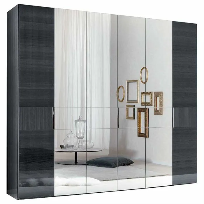 Borgia 6 Door Wardrobe, Grey High Gloss