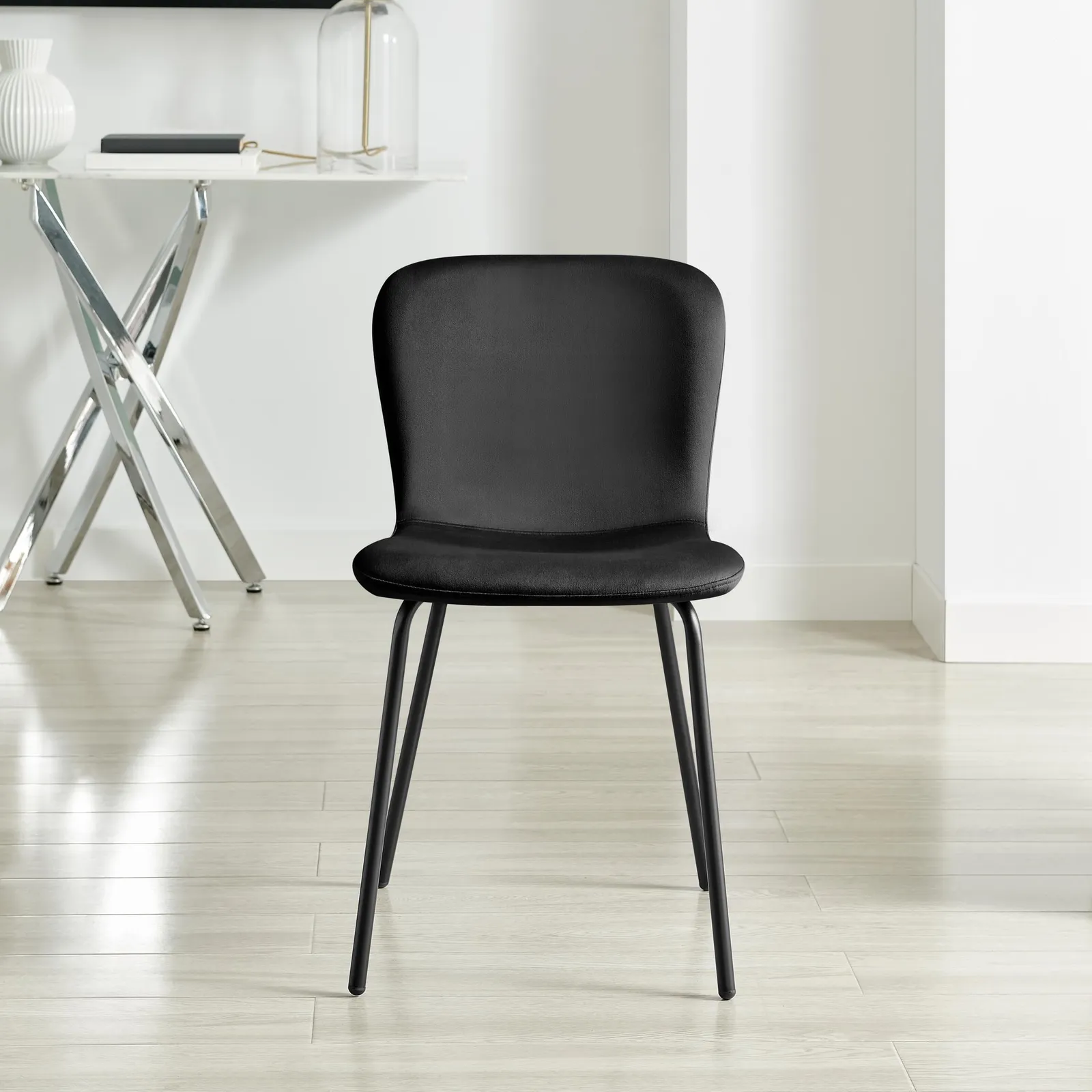 FurnitureboxUK 2 x Asti Black Velvet Dining Chairs 5