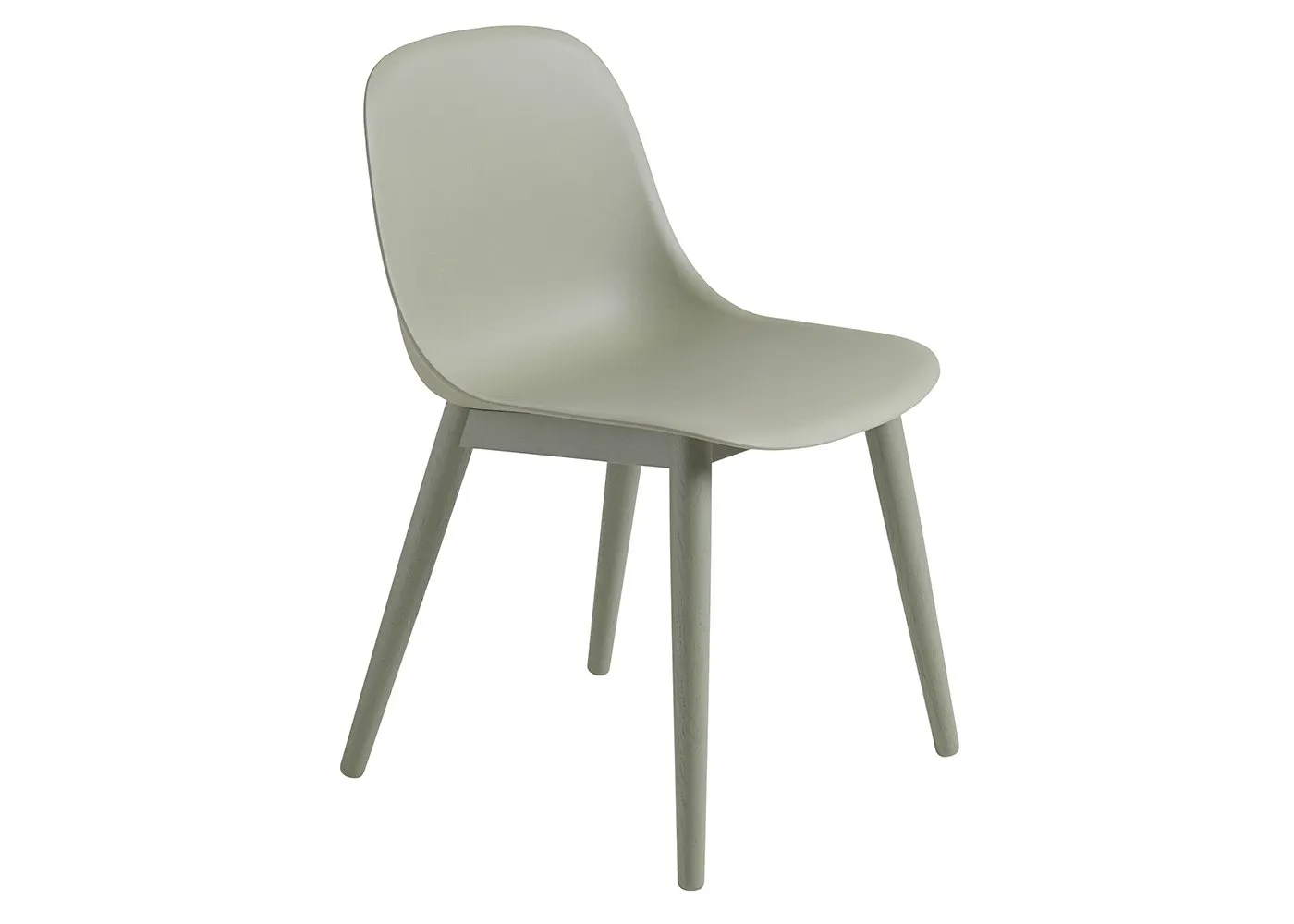 Muuto Fiber Side Chair Wood Base Normal Shell Dusty Green