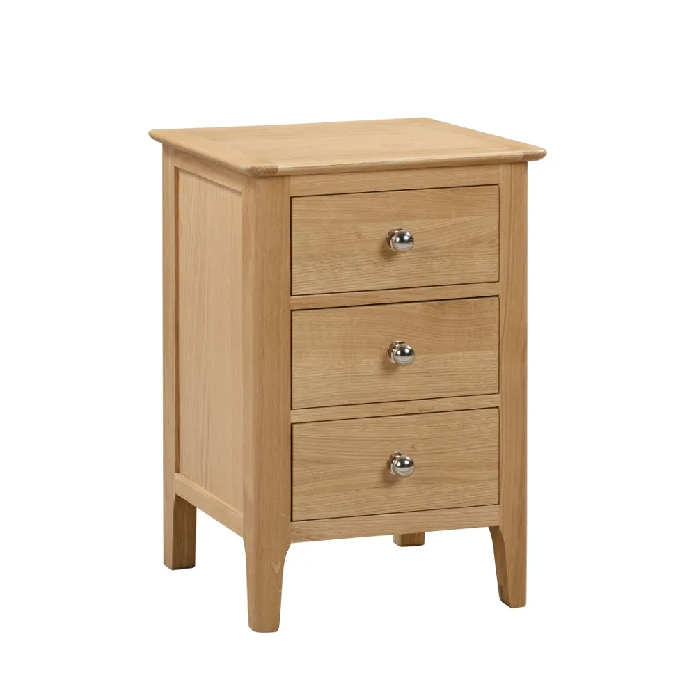 Cotswold Oak 3 Drawer Bedside Table