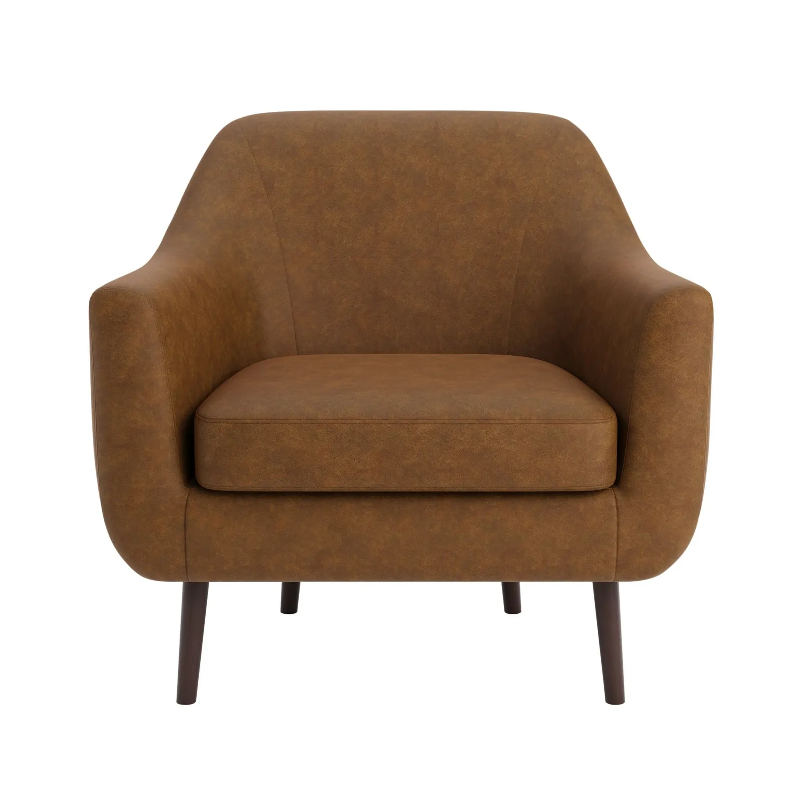 Eddie Distressed Faux Leather Tub Chair Brown