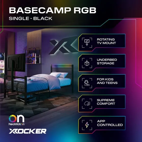 X Rocker Basecamp RGB LED Bed with TV Mount 2