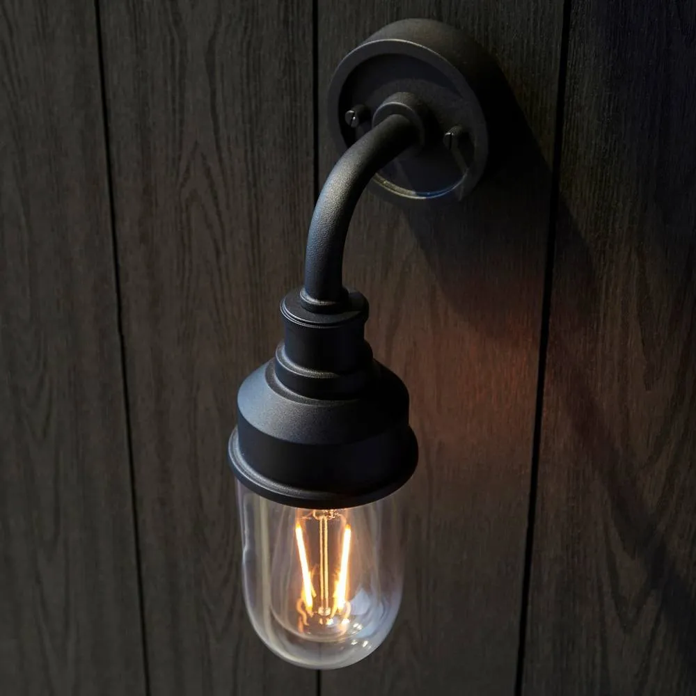 Netlighting Monza Outdoor Wall Lantern Matt Black Clear Glass 5