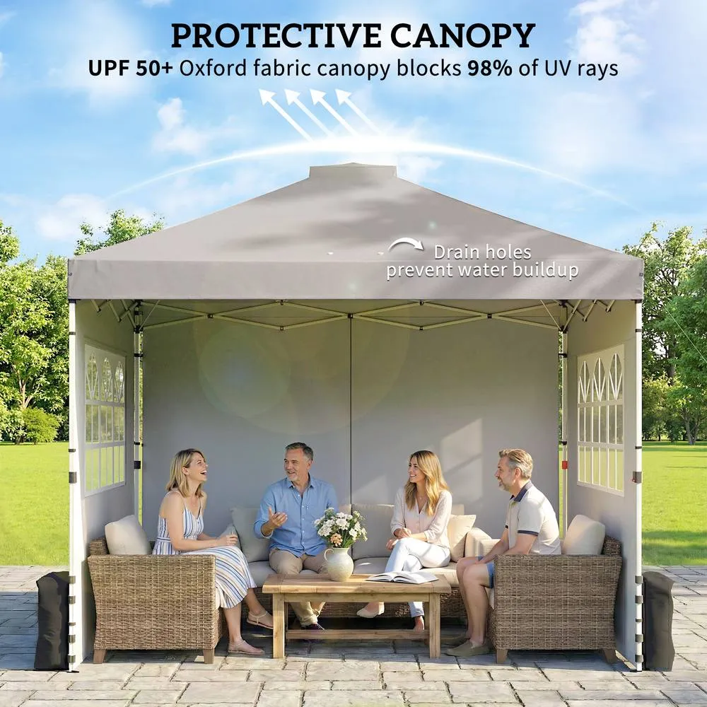 OUTSUNNY Pop Up Gazebo Waterproof Height Adjustable 3 x 3 (m) Grey 6