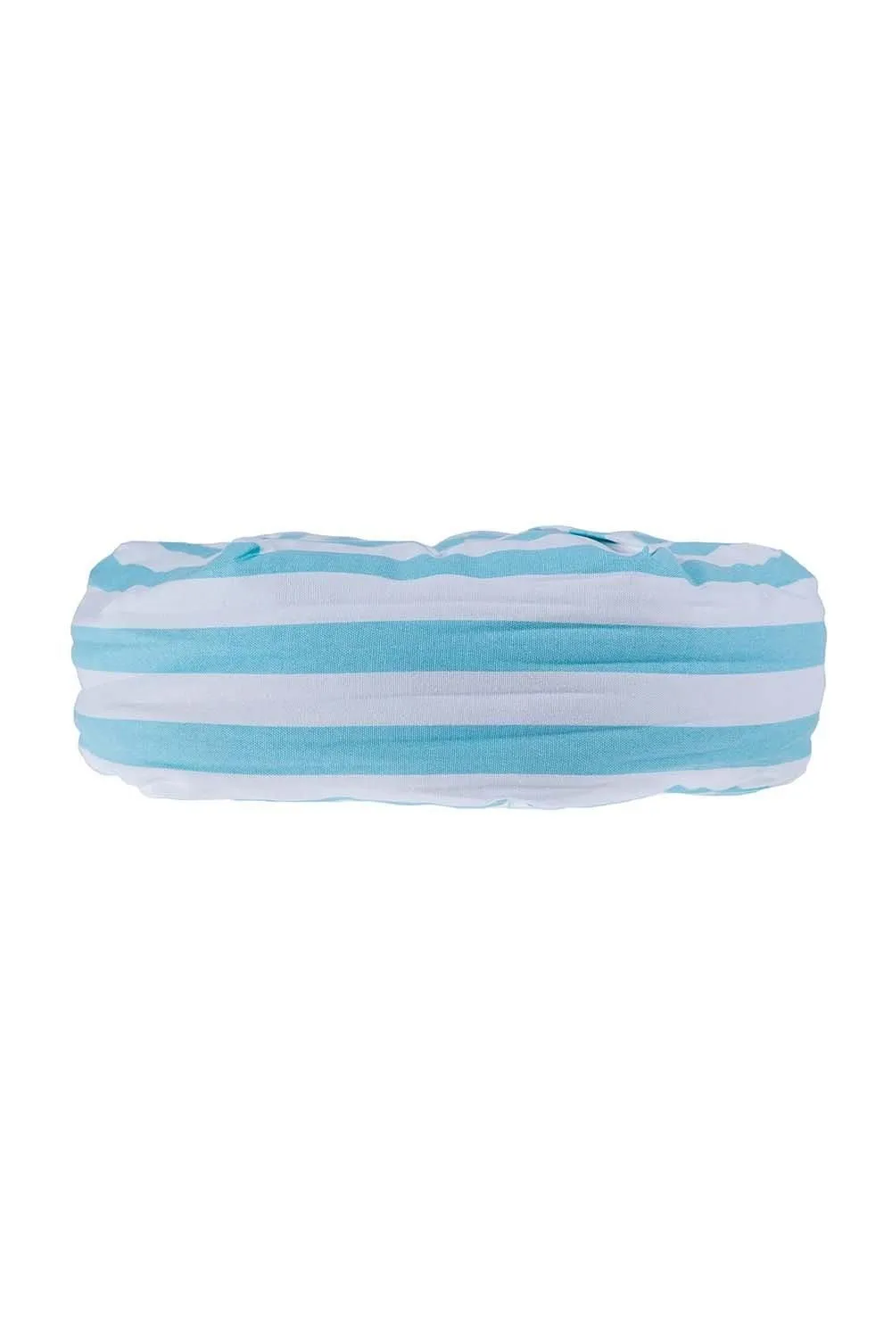 Homescapes Stripe Pleated Round Floor Cushion in Blue 2
