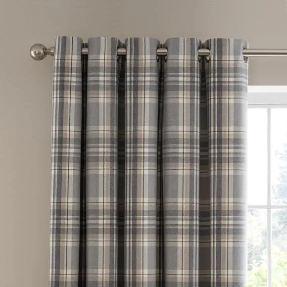 Belhaven Check Eyelet Curtains 1