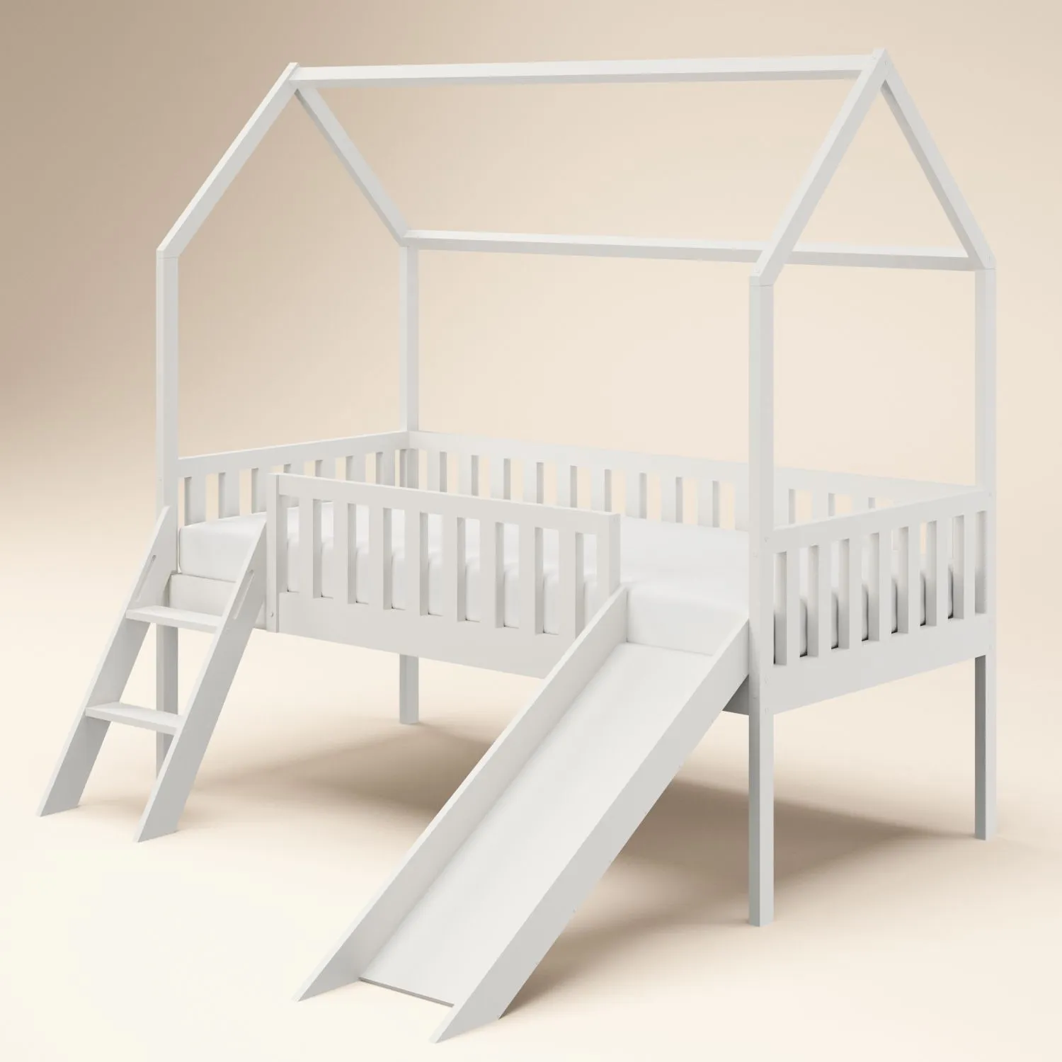 Flair Explorer Slide Mid Sleeper Bed with Rails in White 3