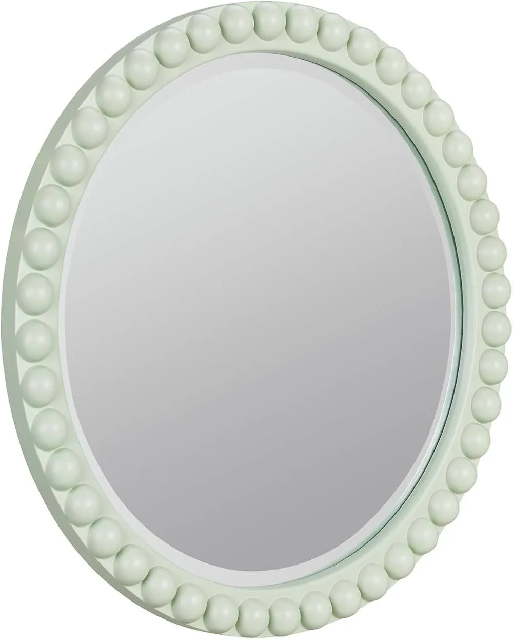 Statement Furniture Cromwell Round Wall Mirror with Bobbin Design Wooden Frame 77cm in Light Green 4