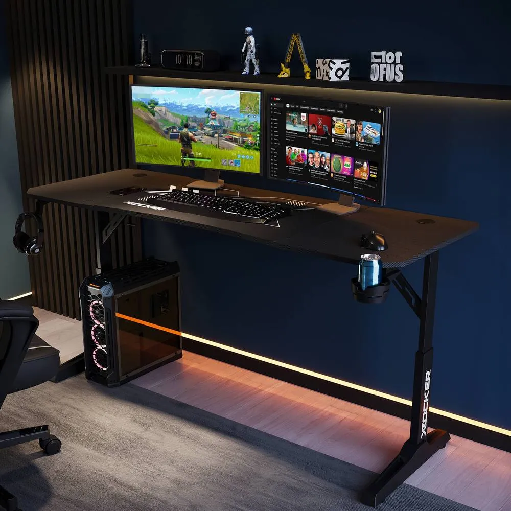 X Rocker Cougar XL 160cm Height Adjustable Gaming Desk with Mousepad - Black