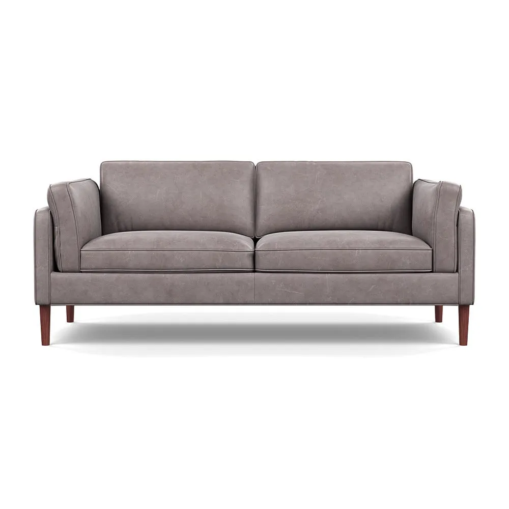 Heal's Sonno 3 Seater Heritage Leather Stone Grey 2060 Walnut Feet 1