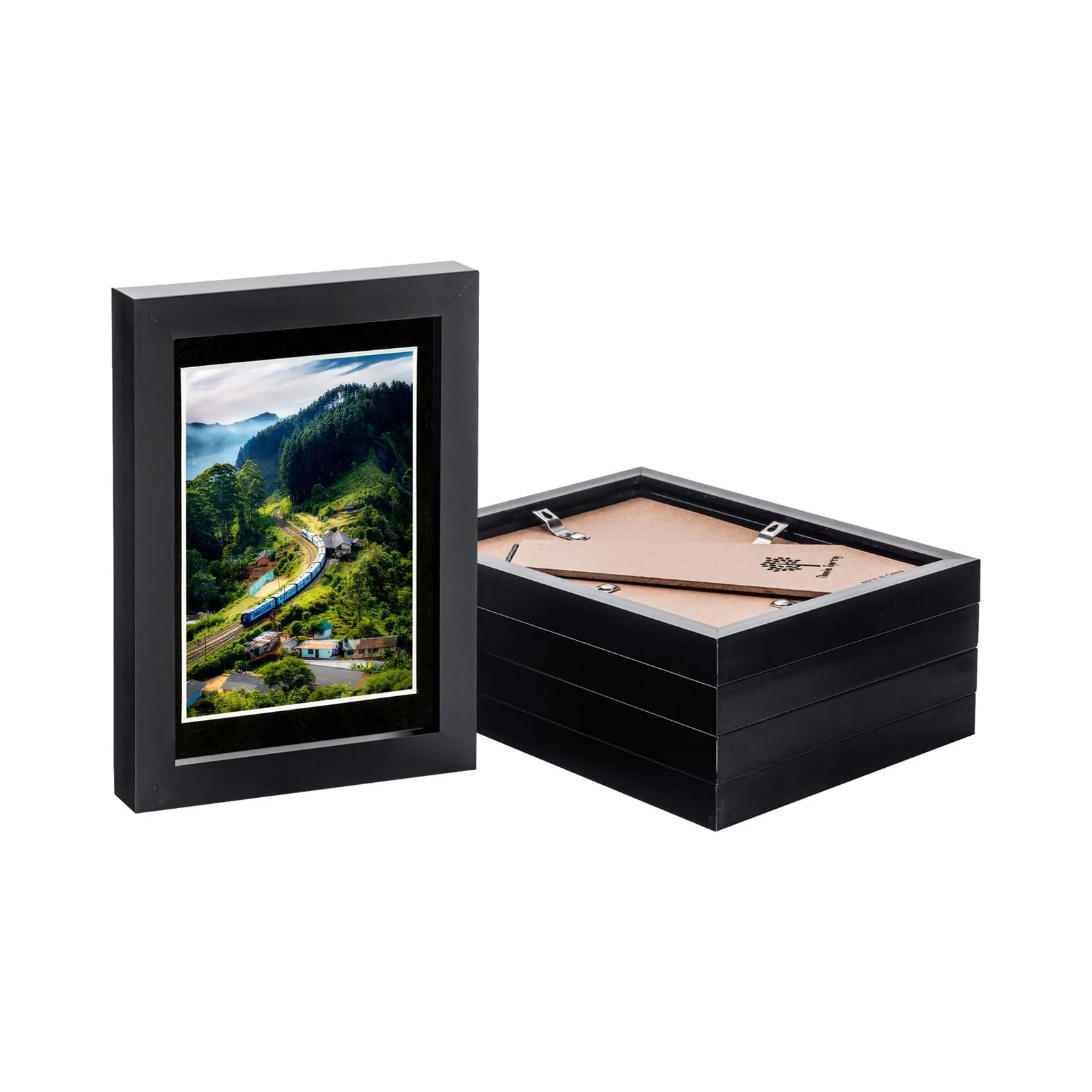 Nicola Spring Photo Frames with 4" x 6" Mount - 5" x 7" - Black - Pack of 5 1