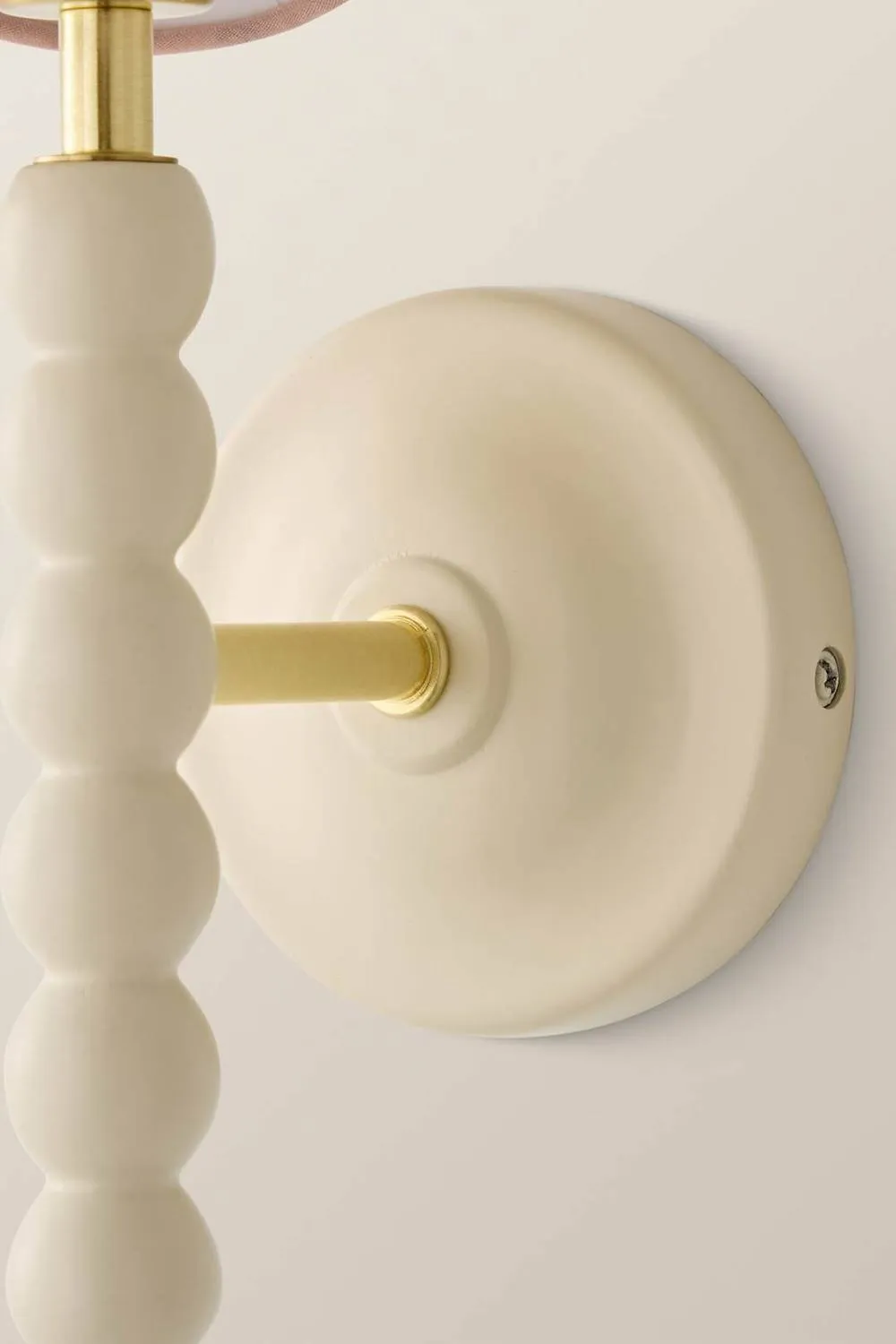 ValueLights Bobbins Cream Bobble Wall Light with Trim Linen Lamp Shade & Bulb in Baby Pink 5