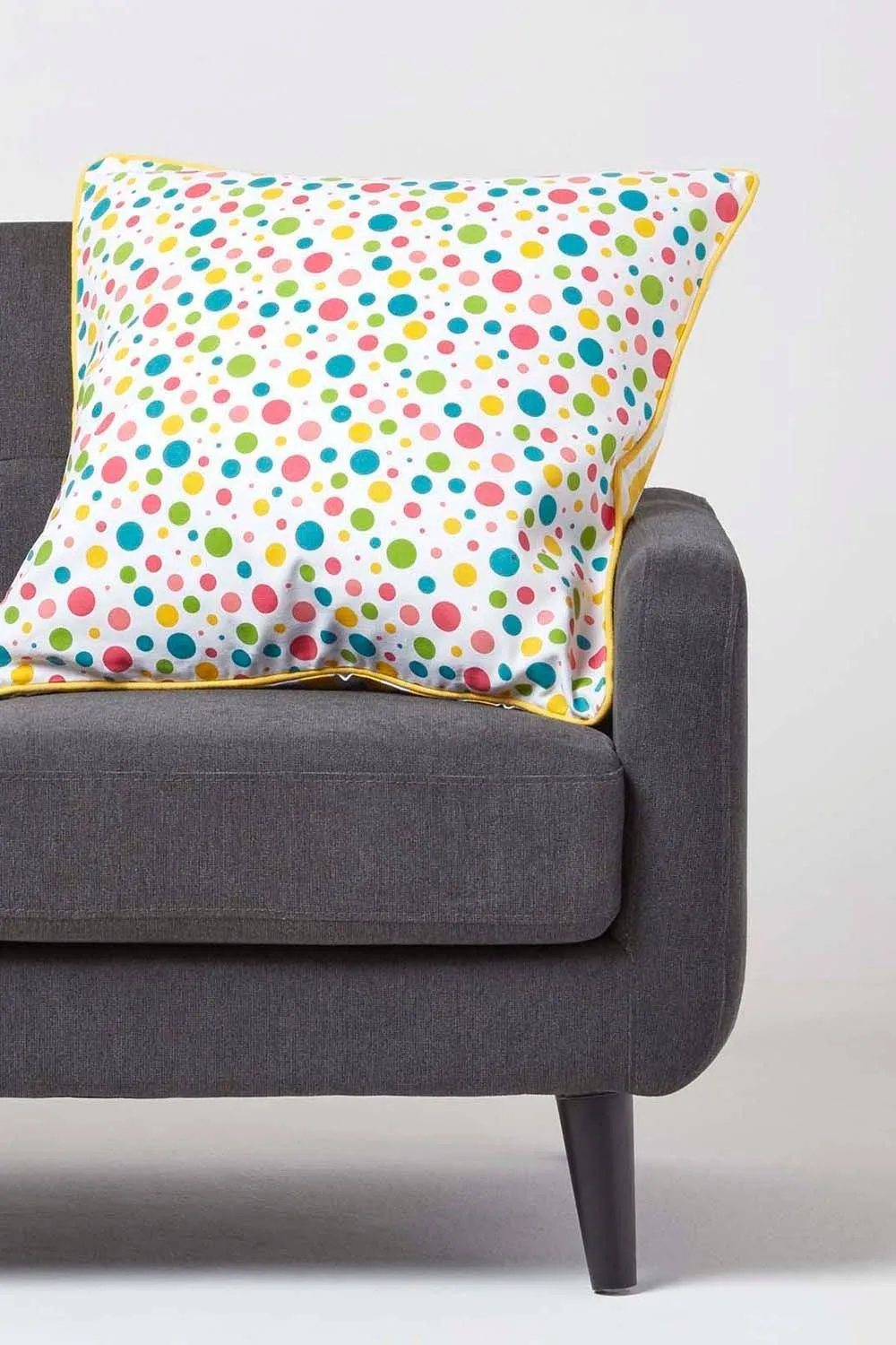 Homescapes Cotton Multi Colour Polka Dots Cushion Cover 2