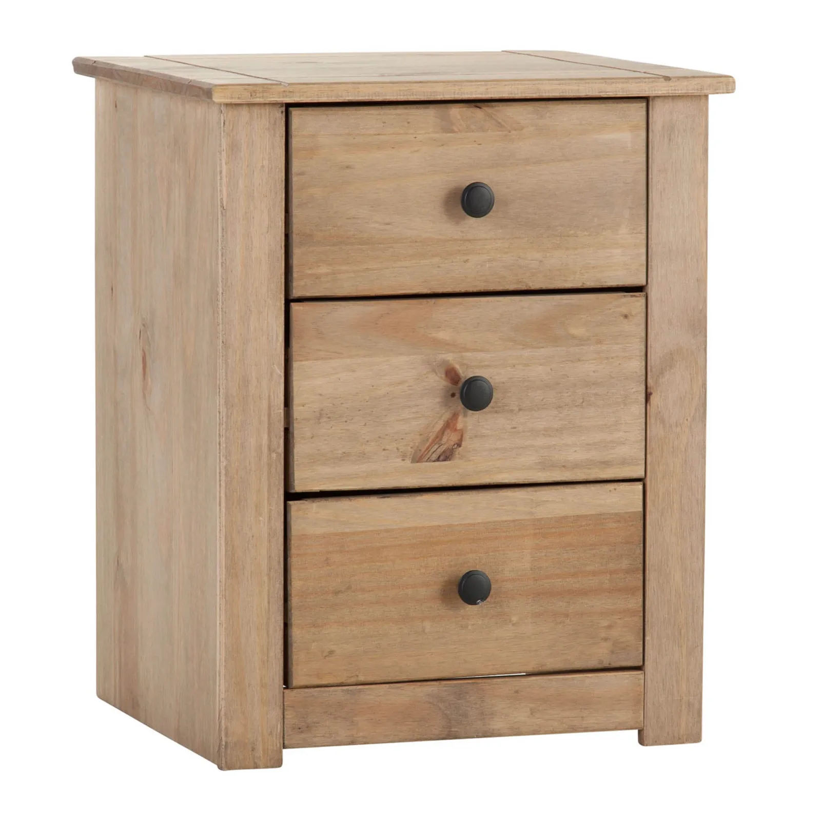 Panama 3 Drawer Bedside Table, Pine