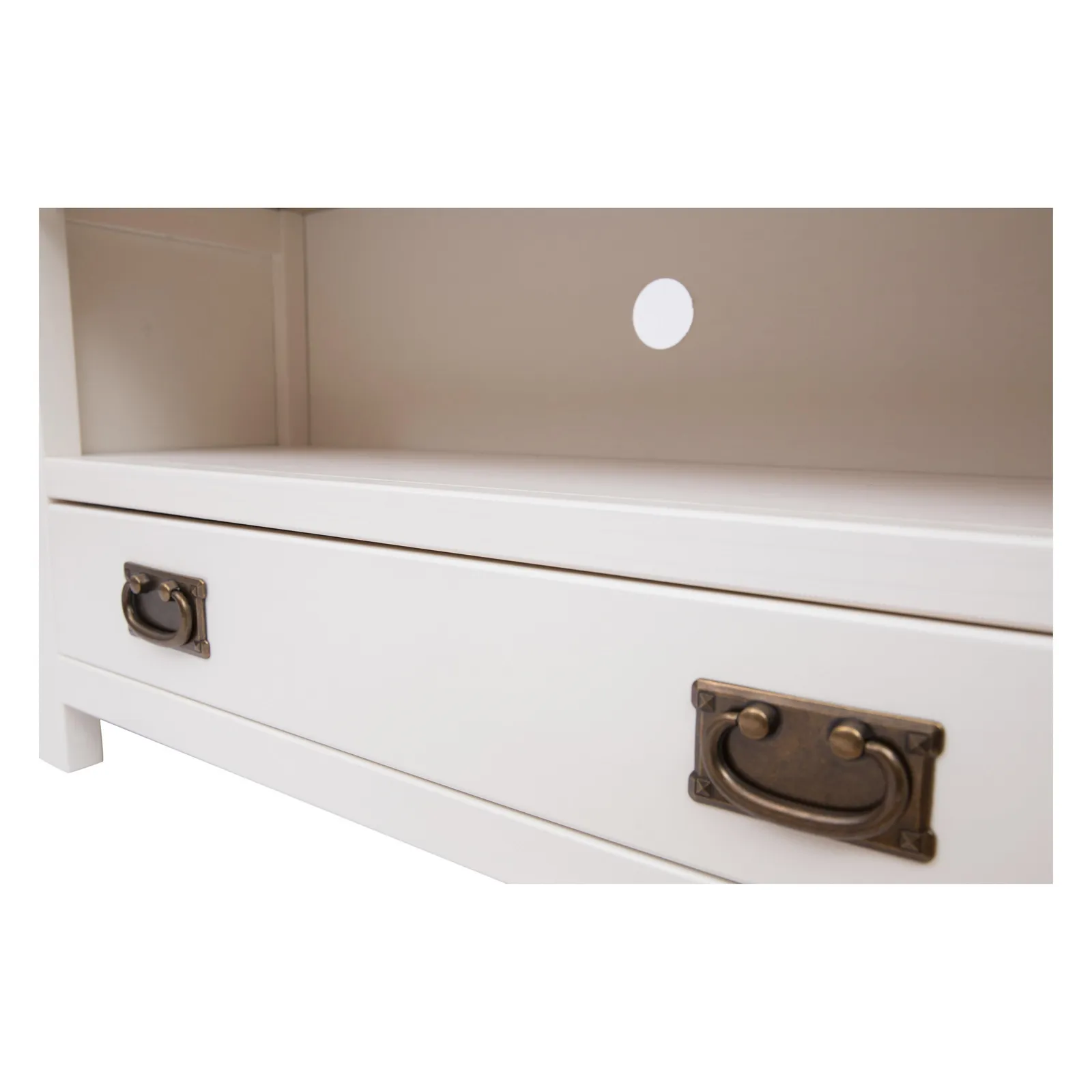 Cabinet Bits Lovere Off-White 1 Drawer TV Cabinet Brass Drop Handle 5