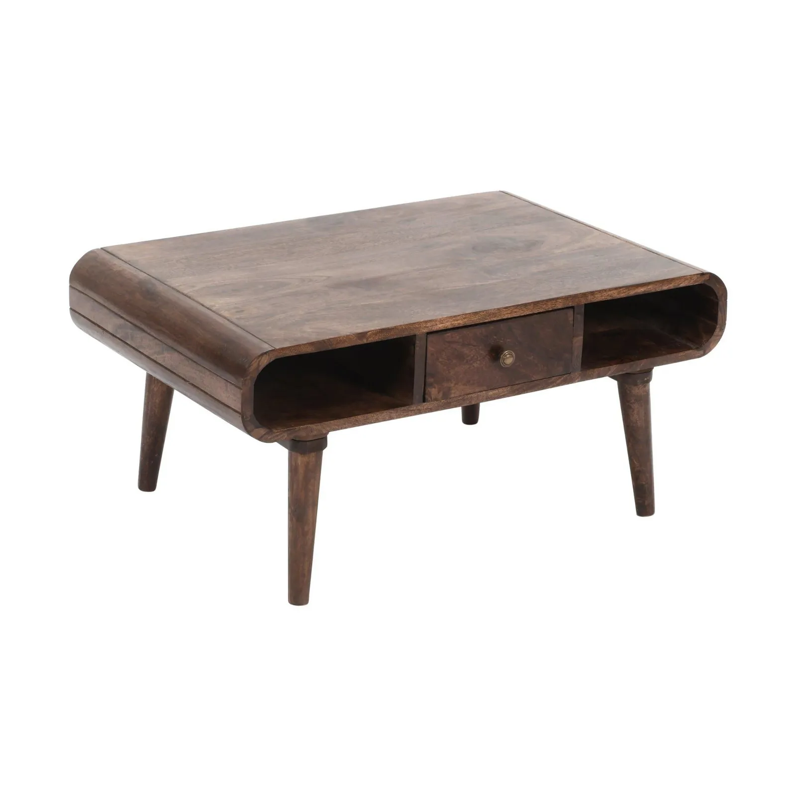 IH Design Malena Dark Mango Wood Coffee Table with Drawer in Brown