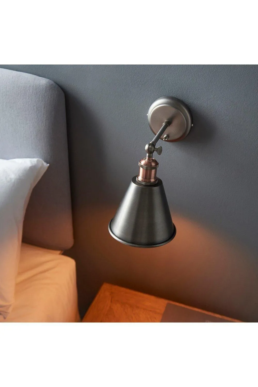 Netlighting Hal Metal Wall Lamp Aged Pewter Aged Copper Plate in Grey 5