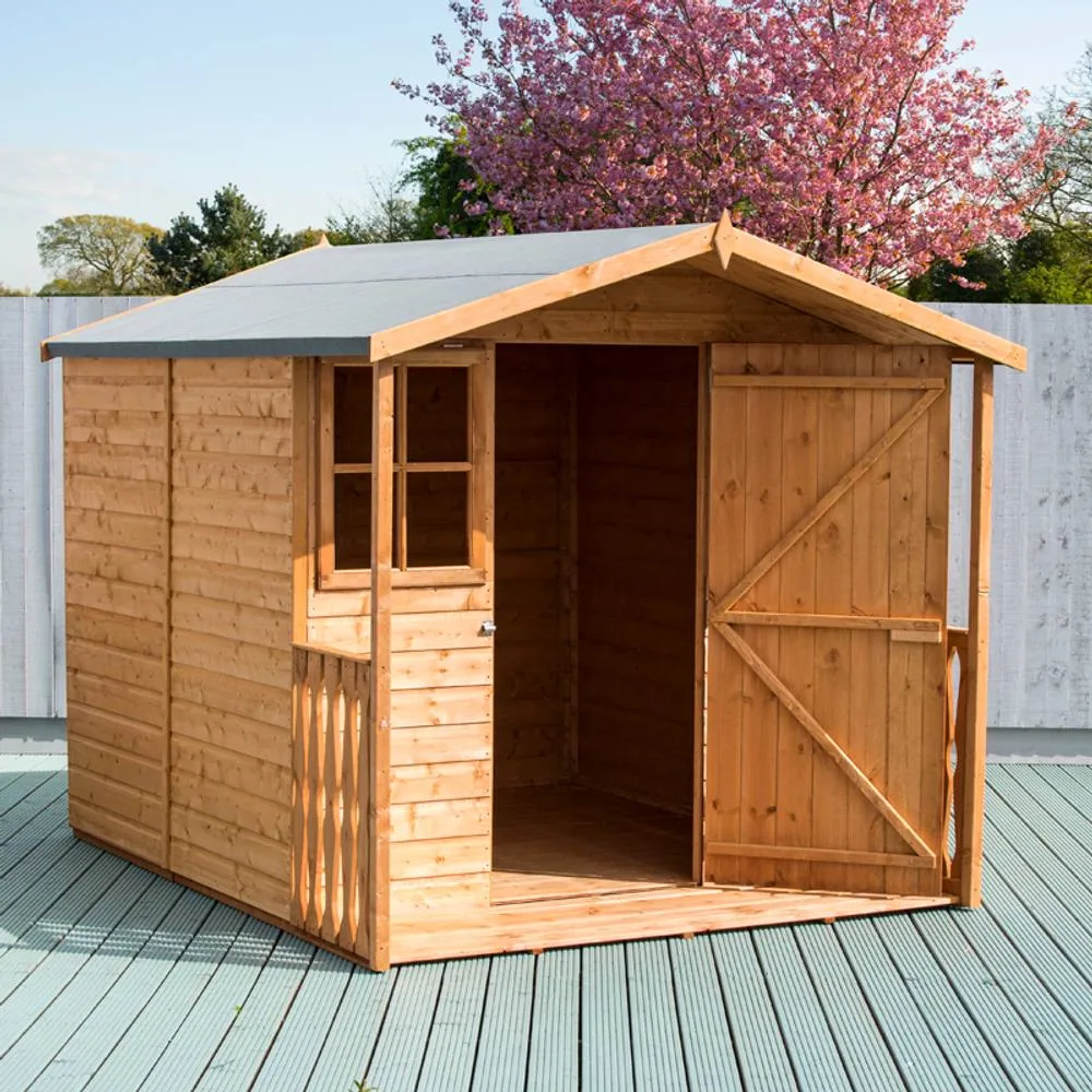 Shires Casita + Verandah Tongue & Groove Garden Shed Workshop Approx 7x9 ft in Brown 2